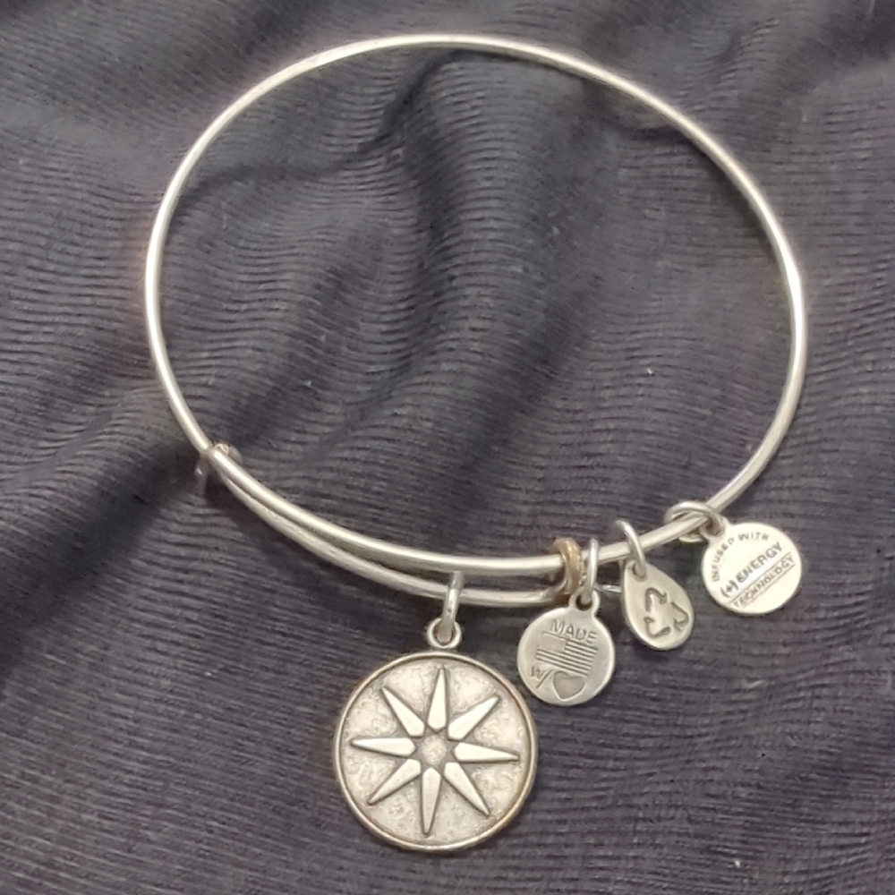 Alex and Ani Silver Compass Charm Bracelet